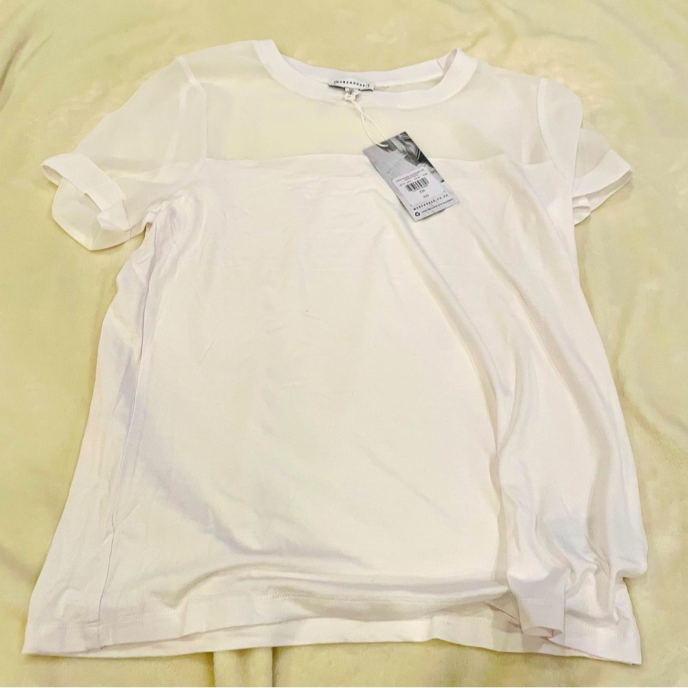 Warehouse white t-shirt sheer mesh size 6 nwt